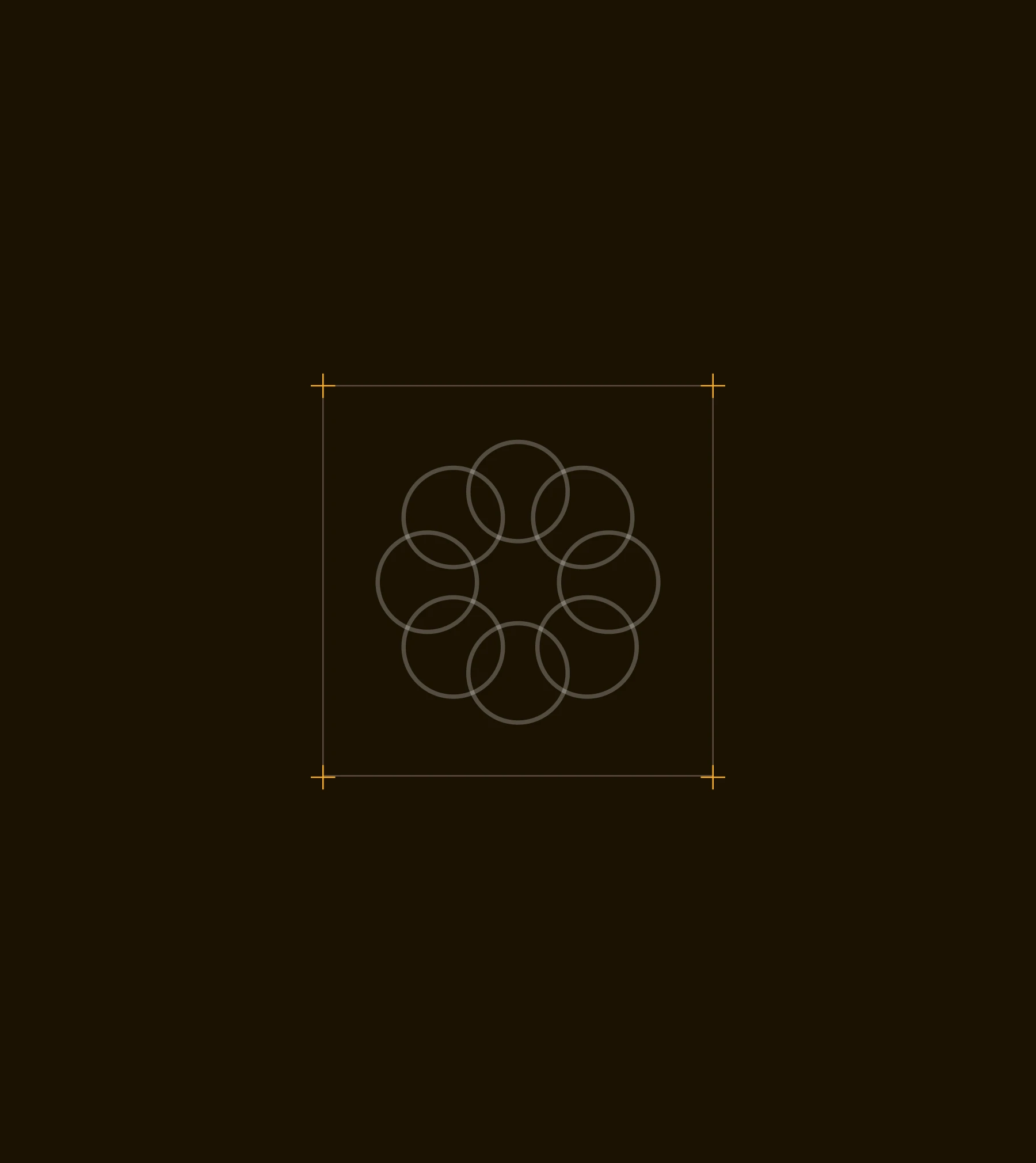 HemmSphere mark close-up showing the 8-fold interlocking-circle symmetry on a dark background