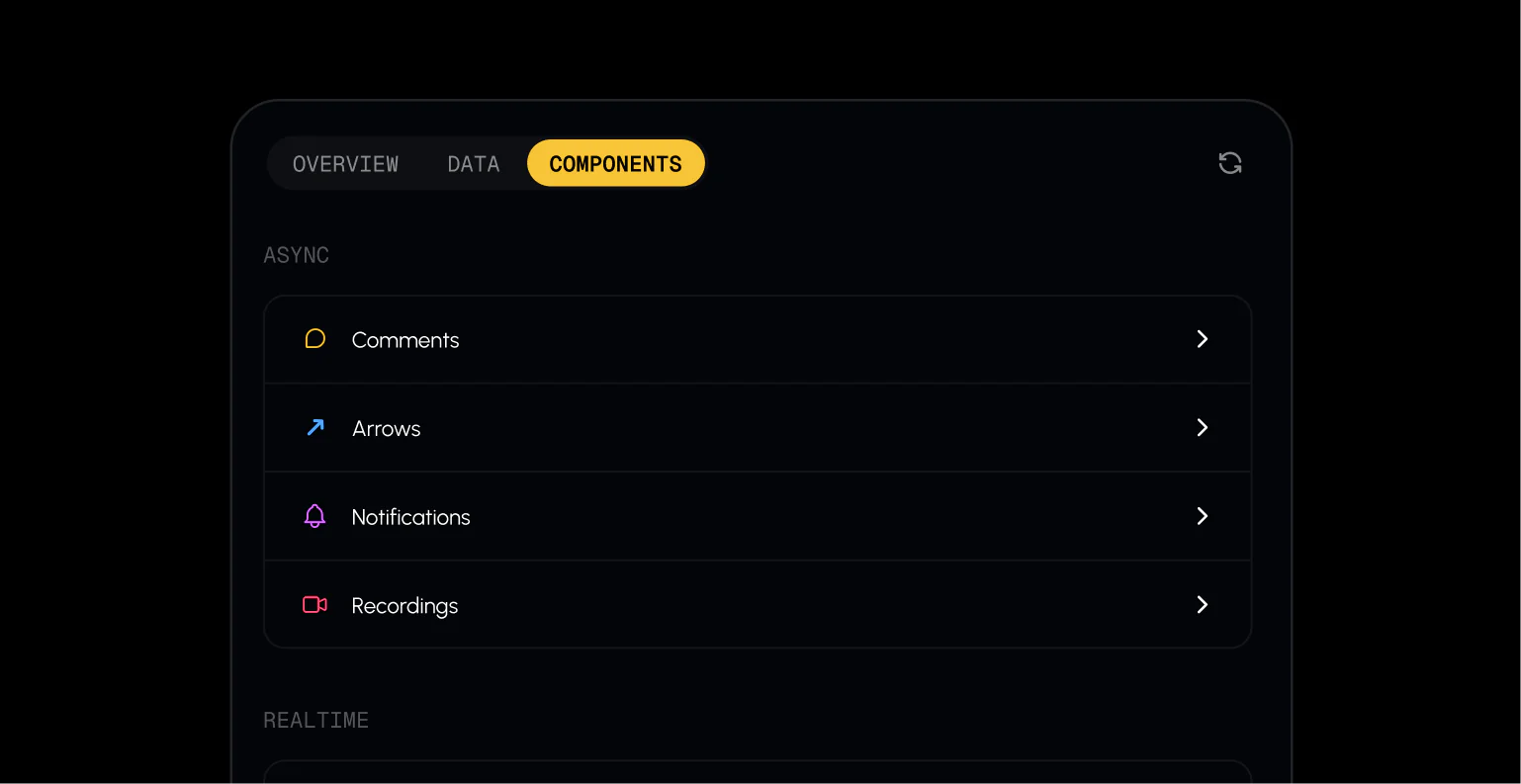 V1 Components Tab listing all Velt components found on the current page
